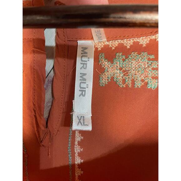 Mur Mur Anthropologie Embroidered Rust Orange Short Sleeve Dress Women's XL - Picture 7 of 8